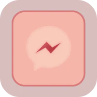 a pink square with a message icon on it