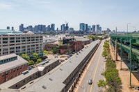 an aerial view of the boston skyline