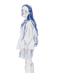 a drawing of a girl with long hair