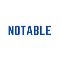 a blue logo with the word notable on it