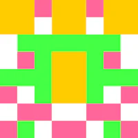 an image of a pink and green pixelated square
