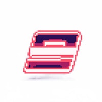 a pink and purple pixel icon on a white background