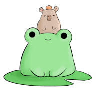 a frog and a teddy bear sitting on top of a frog