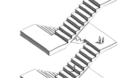 a drawing of a staircase with a person on top of it