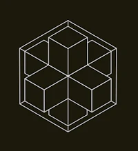 a black and white illustration of a cube on a black background