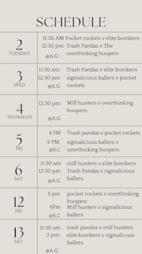 a schedule for a group of people