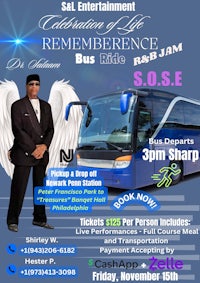 a flyer for the celebration of life remembrance bus