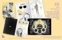 a book with illustrations and a yellow cover