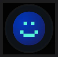a blue circle with a smiley face on it