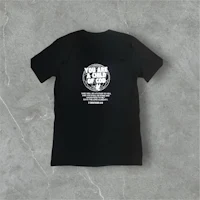 a black t - shirt with a white logo on it