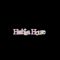 a black background with the word hashia house on it