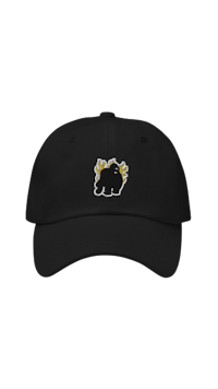 a black hat with a gold elephant on it