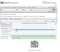 a screen shot of the british court of justice website