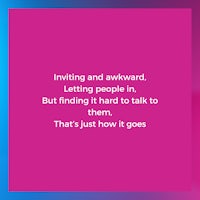 a pink background with a quote that says, 'it's hard to talk to people, but it's just talk that'