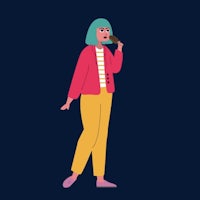 a woman is singing with a microphone