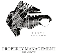 a black and white map of boston with the words property management