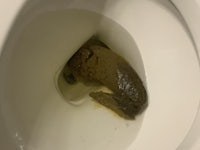 a toilet with a piece of weed in it