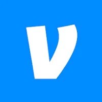 the v logo on a blue background