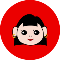 a girl with black hair in a red circle