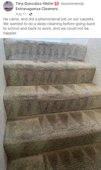 a picture of a staircase with a carpet on it