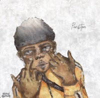 a painting of a boy with his hands on his face