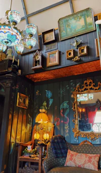 a room with a lot of pictures on the wall