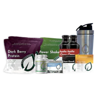 a bottle of dark berry protein, a bottle of dark berry protein, a bottle of dark berry protein, and a