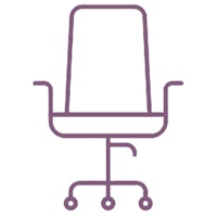 a purple office chair icon on a white background