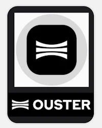 a black and white sticker with the word outster