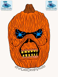 a pumpkin with a scary face on it
