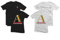 three t - shirts with the letter a on them