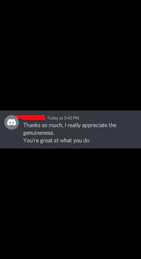 a screenshot of a text message that says thank you