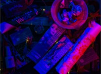 a tray with a variety of beauty products on it