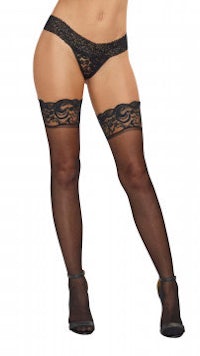 black lace thigh high stockings