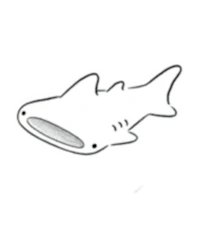 a white shark sticker on a black background