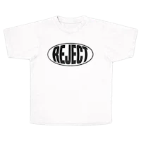 a white t - shirt with the word reject on it