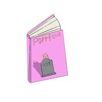 a pink book with the word portfolio on it