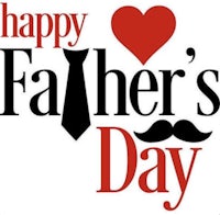a happy father's day card with a tie and mustache