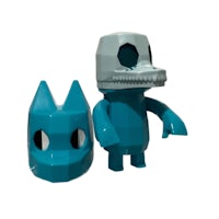 a blue toy with a skeleton on it