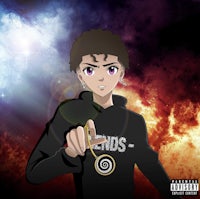 an anime character with a ring on his finger in front of a starry sky
