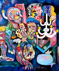 a painting with a lot of different things on it