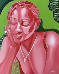 a painting of a woman with braids on her head