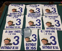 three t - shirts with the number 3 on them