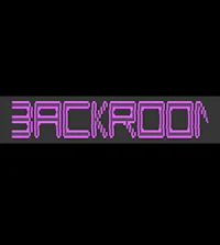 the word backroom in purple on a black background