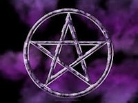 a purple pentagram on a purple background