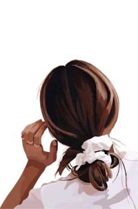 an illustration of a woman with her hair in a ponytail