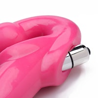 a pink sex toy on a white background