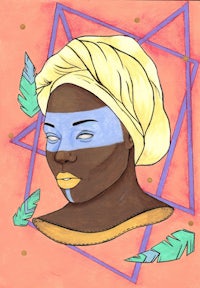 a drawing of an african woman wearing a turban
