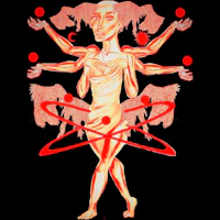a drawing of a woman with many arms