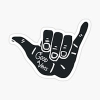 a hand gesture with the words good vibes sticker